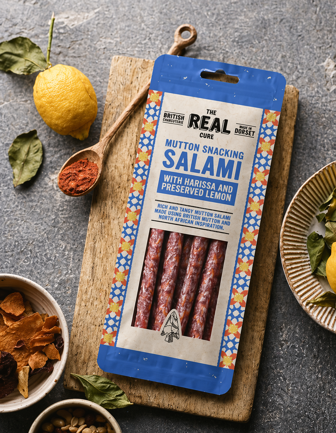 Mutton Snacking Salami with Preserved Lemon & Harissa