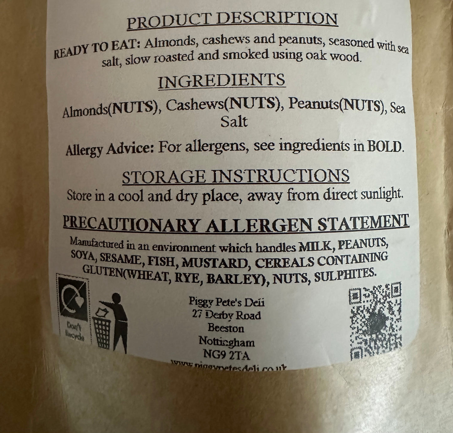 Piggy Pete's Deli - Roasted & Smoked Nut Combo - Sea Salt
